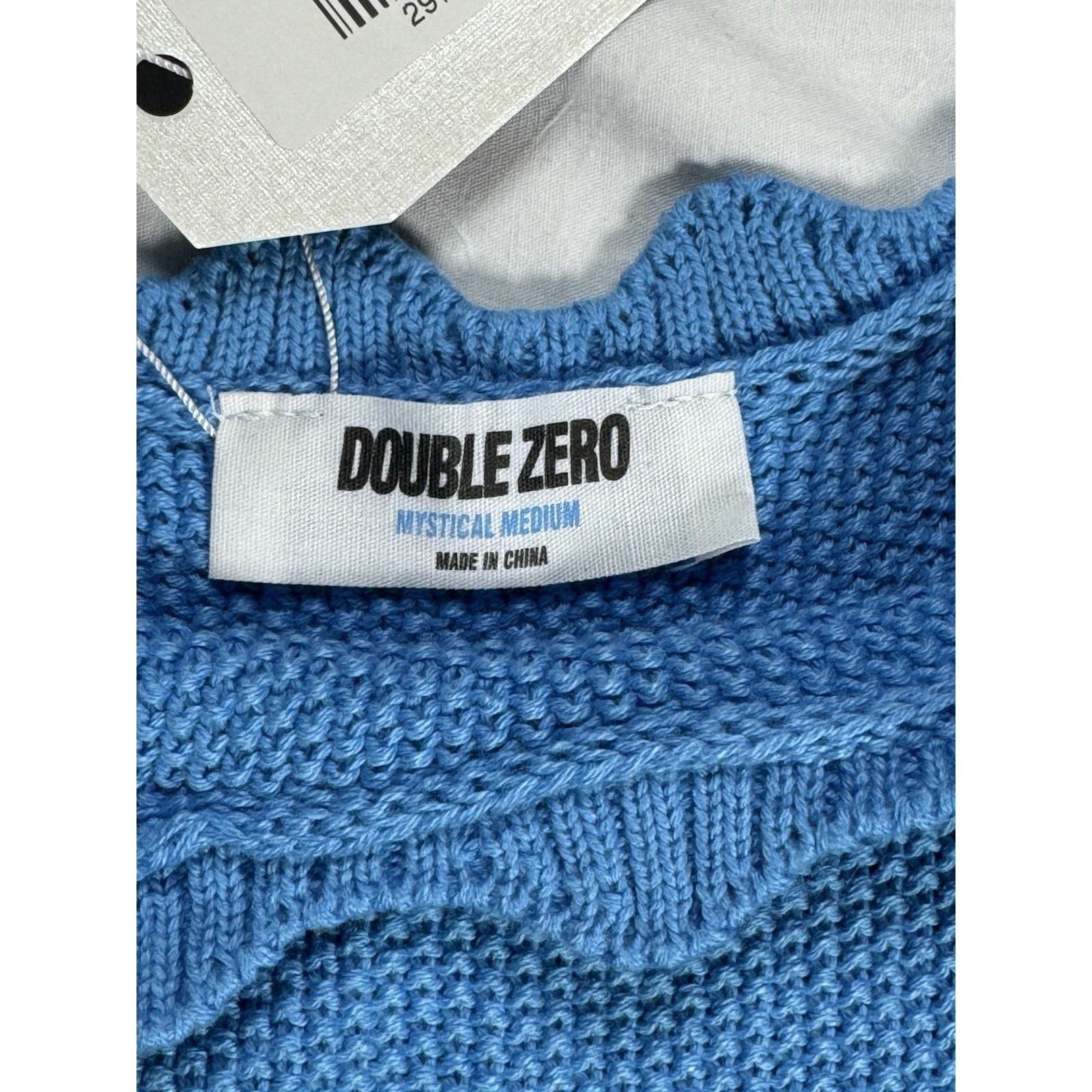 Double Zero Knit Mini Dress Womens Medium Blue New Scalloped Sleeveless Dz25a938 — image 4 of 8